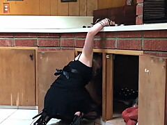 MILF stuck in the kitchen fucked by neighbor